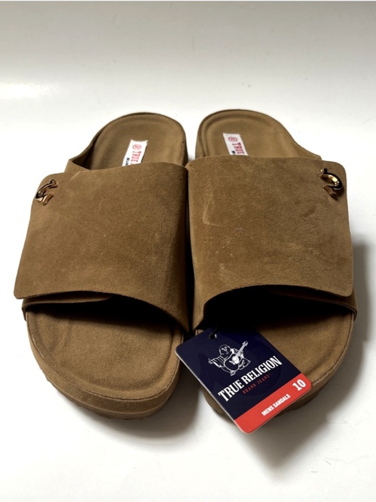 True Religion Billy Slide Sandals Tan Brown Hook Loop Strap Men’s Size 10 NWOB main image 5
